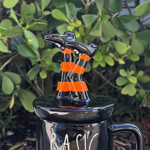 Rae Dunn Basic Witch Black Mug Witches Feet Topper - Picture 2 of 5